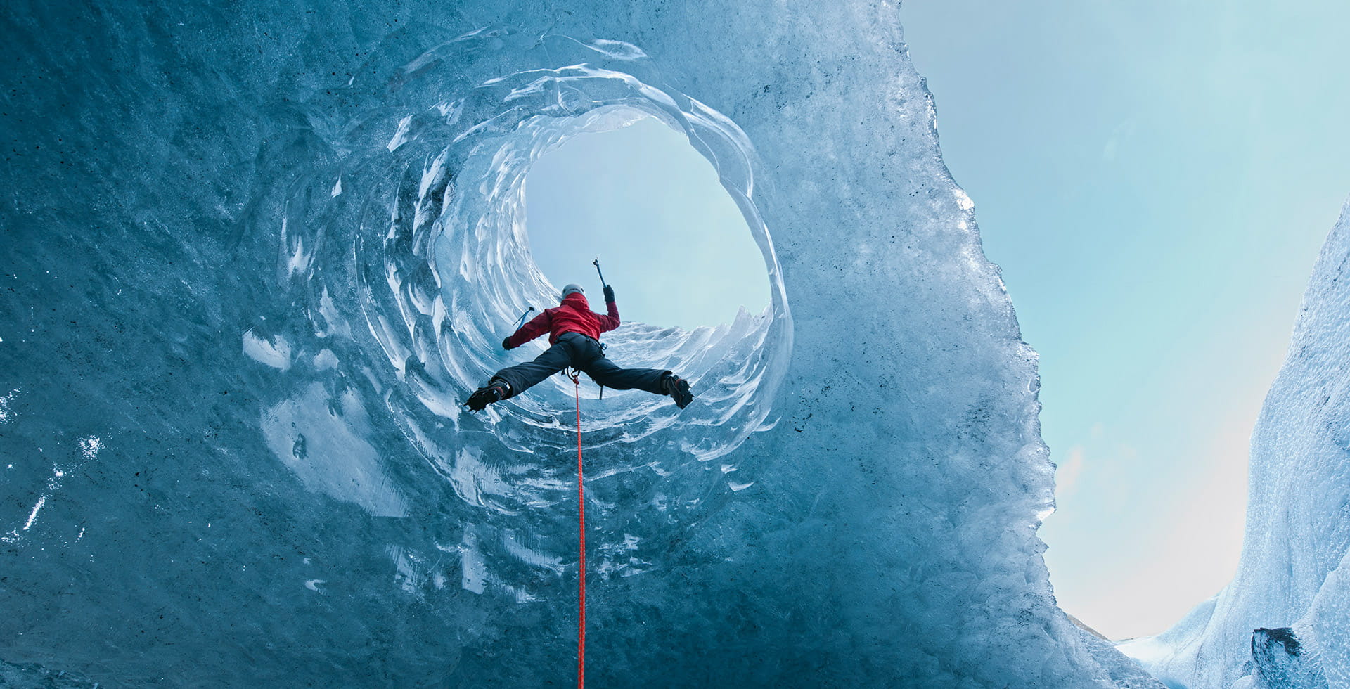 hero banner - man on the ice wall